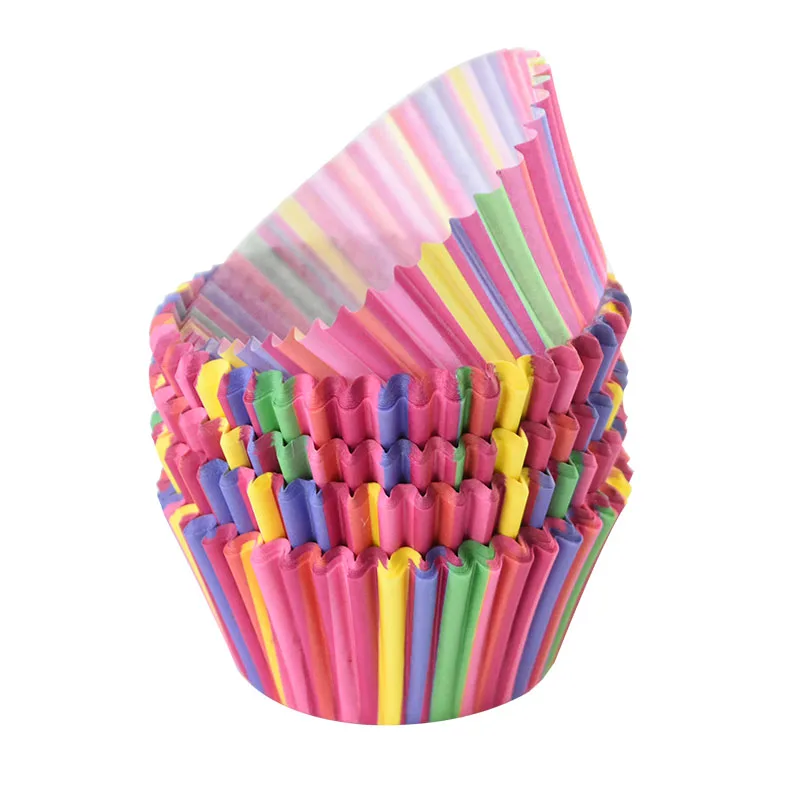 100 Stücke Muffin Kuchen Verpackung Tassen Papier Event Party DIY Küche Backen Kuchen Platz Form Cupcake Kuchen Dessert Ölbeständige Box 7 cm – Detail 4