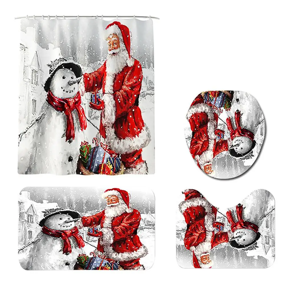 Merry Рождественский набор для ванной Снеговик Санта Клаус узор водонепроницаемый