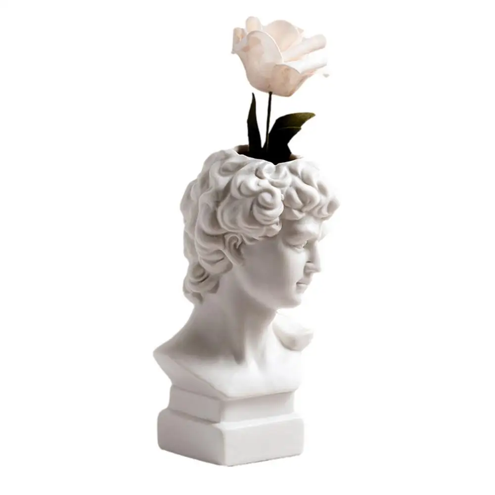 30/17CM Art Statue Flower Vase David Bust Statue Pen Brush Holder Sketch Decor 