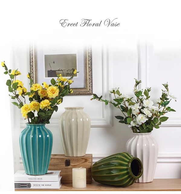 Set 3 Vasi In Ceramica Bianchi Moderni | Decorazione Interna Per Fiori Freschi E Secchi | Stile Minimalista