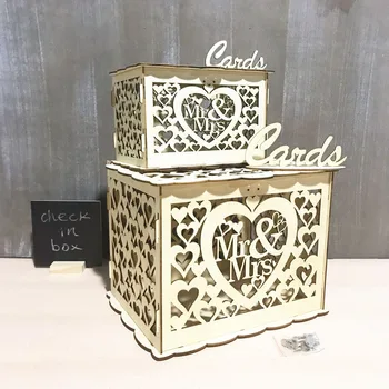 

DIY Wooden Wedding Card Box with Lock PVC White Gift Box Money Box Birthday Party Supplies Baby Shower Decorations