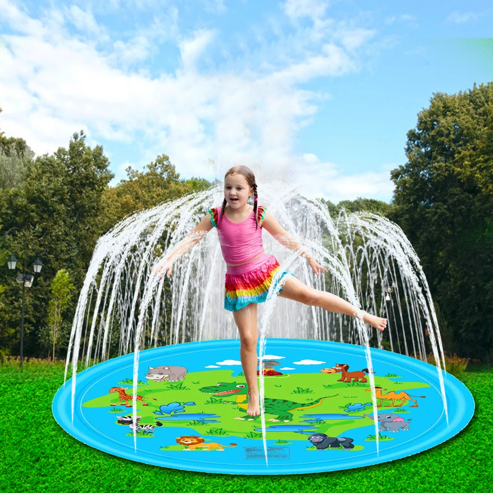 

Dinosaur Splash Pad Kids Outdoor Fun Toys 67 inch Inflatable Sprinkler Play Mat Sports Toys Play Games Mat with Friend Dropship