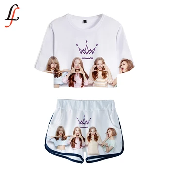 

MAMAMO 3D Harajuku Modis Sexy Two Piece Set short Sleeve short Tops + middle Waist Shorts Suits Fitness femme Suit