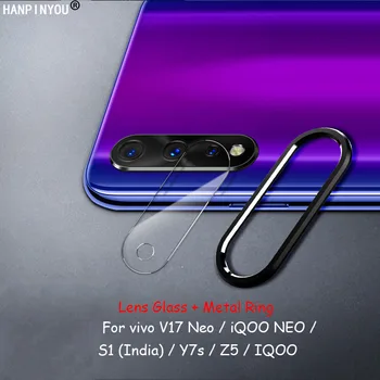 Перейти на Алиэкспресс и купить ДЛЯ vivo V17Neo V17 / iQOO Neo / S1 Helio P65 / Z5 Y7s задняя камера металлический круг кольцо Крышка + Объектив Закаленное стекло пленка протектор
