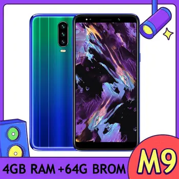 

M9 2SIM Quad core Cell Phones 4GRAM+64GROM Celulars 13MP Smartphones 5.5" Screen 18:9 Face ID MTK Android Mobile Phone celulars