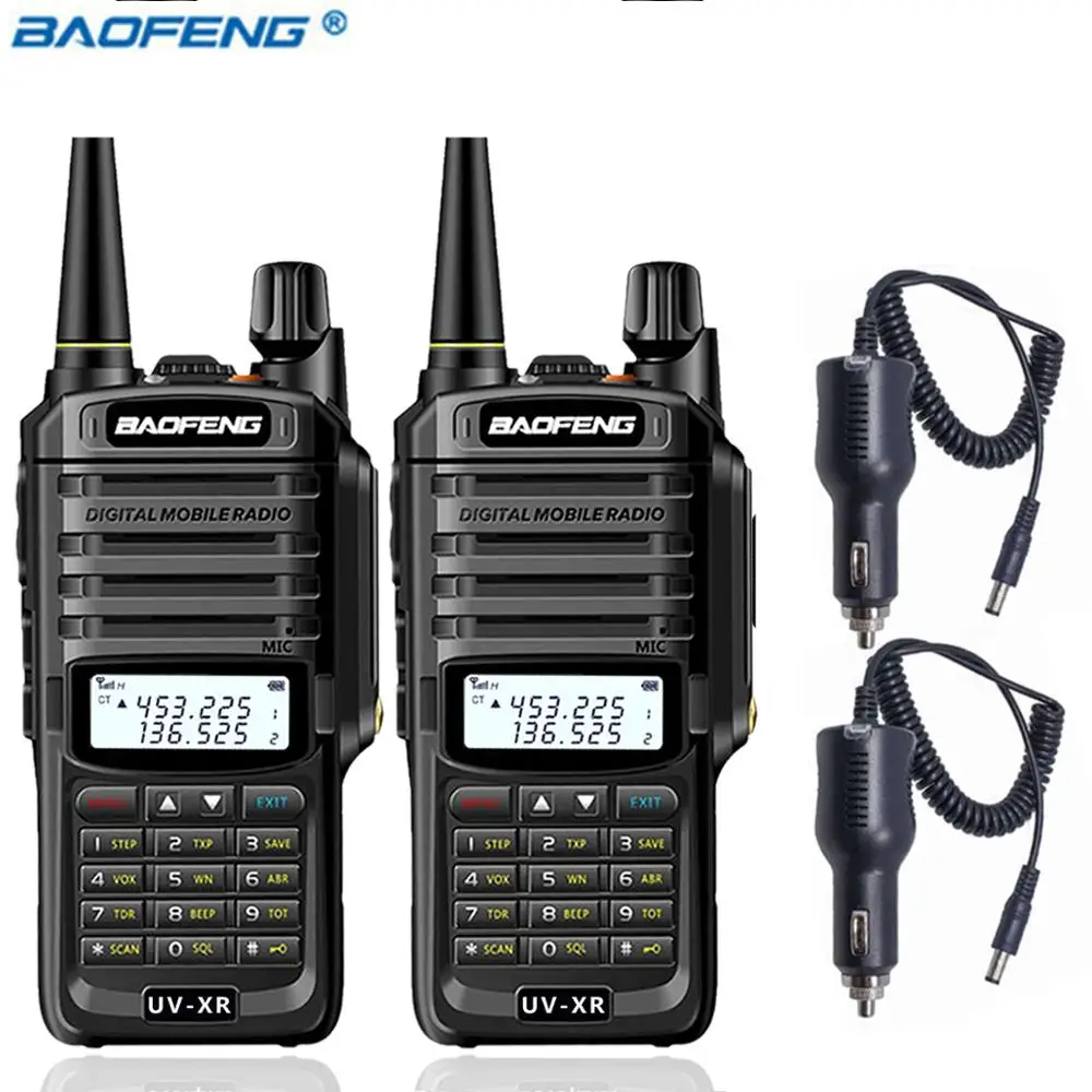 2 шт. Baofeng UV-XR 10 Вт Высокая мощность IP67 Водонепроницаемый двухстороннее радио Двухдиапазонная портативная рация для охоты, пешего туризма, дождя - Цвет: add car charger