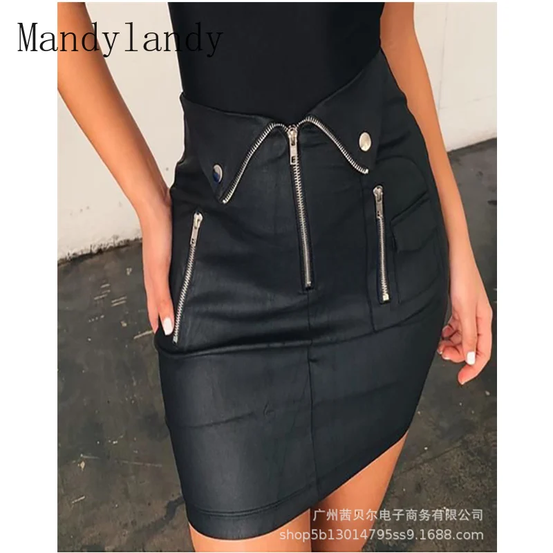 Mandylandy женская элегантная облегающая юбка на молнии сексуальная модная мини-юбка