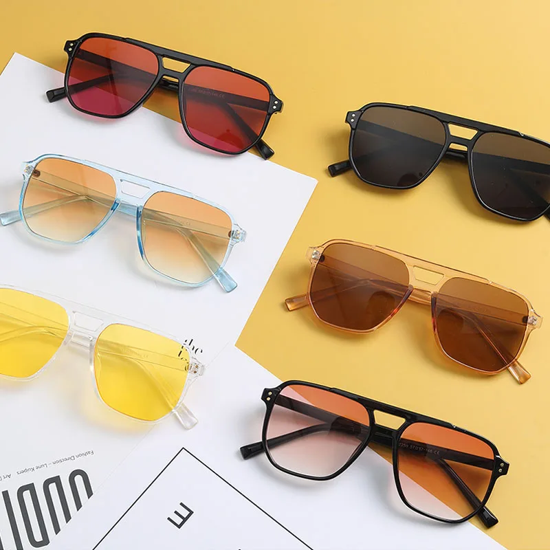 SHAUNA Retro Double Bridge Square Sunglae Women Fahion Nail Decoration Eyewear Shade UV400 Men Trending Sun_voghion.com