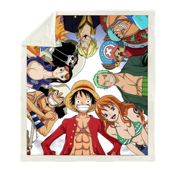 

Anime OnePiece Print Plush Throw Blanket Sherpa Fleece Bedspread Home Blankets For Beds Warm Camping Soft Square Blanket