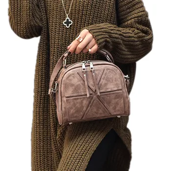 

Women's Bag Fashion Triangular Joint Handbag Retro Square Sling Bag Women's Zipper Crossbody Bag