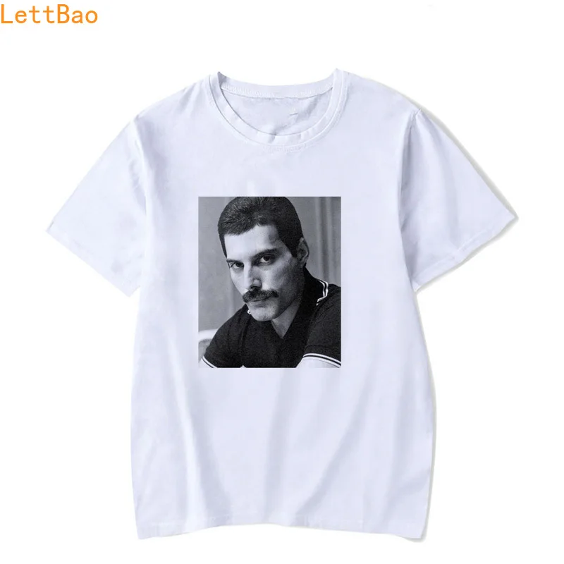 

camisetas hombre VOGUE style cotton short sleeve funny print Freddie Mercury t shirt men Unisex hip hop punk rock t-shirt homme
