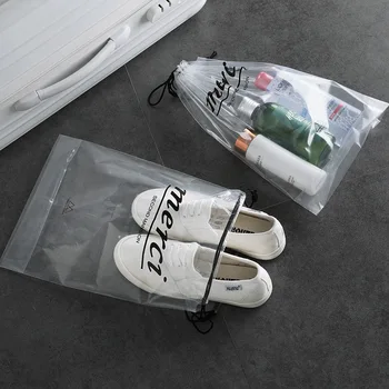 

Thicken Clear PVC Drawstring Bags Waterproof Travel Storage Bag Shoes Clothes Sundries Organizer Containers
