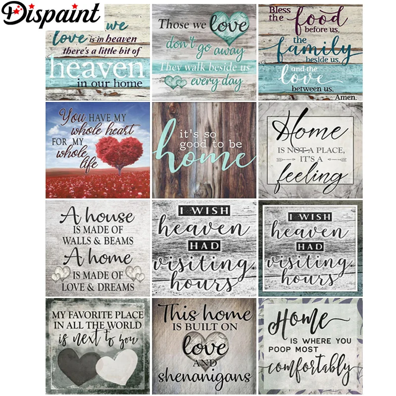 Dispaint Paint With Diamond Embroidery &quotEnglish letters landscape&quotDiamond Painting Full Square Round Picture Of Rhinestone Decor | Дом и