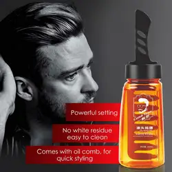 Hair Setting Gel With Dip Comb Men Hair Care Styling Wax Solution Strong Hold Hair Gel Back Head Moisturizing Setting Gel 260ml