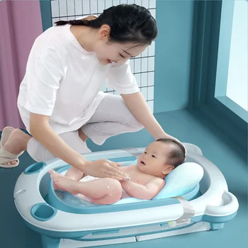 

Children's Bathing Bucket Folding Tub Oversize Baby Lying Swimming Barrel Home Bath Tub Newborn Shower Supplies for Kids Care