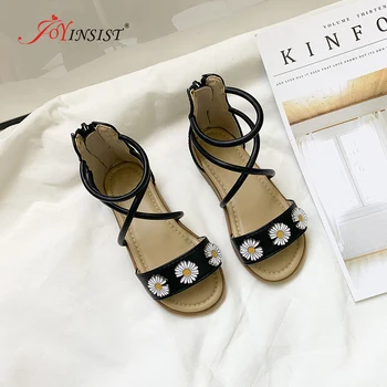

Children's Shoes 2020 Summer Sandals For Girl Roma Cross Floral Tie Princess Shoes Girls Sandals Kids Beach Shoes Soft Bottom