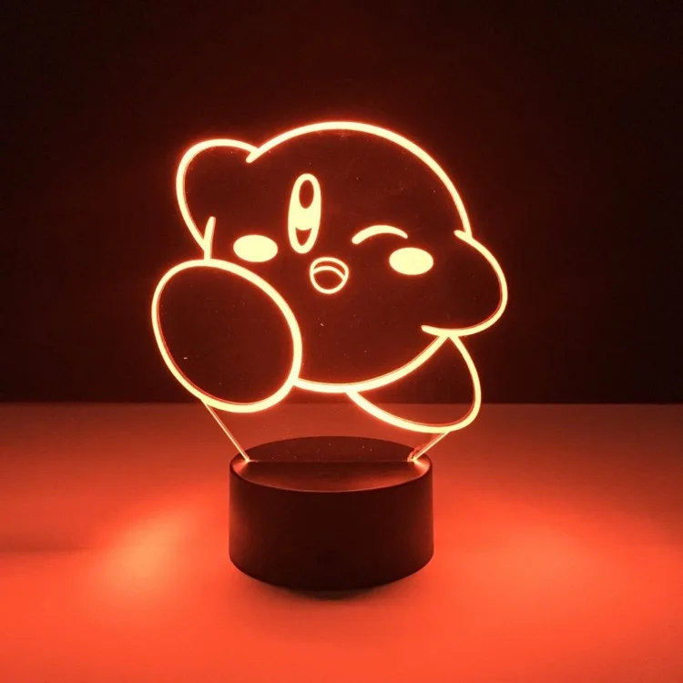 3D светодиодный ночник Kirby 7 цветов меняющая цвет лампа украшение комнаты фигурка