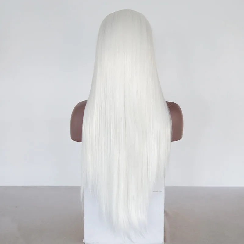 Billig JOY   SCHÖNHEIT Weiß Synthetische Spitze Front Perücken Frauen Cosplay Perücke Hohe Temperatur Faser Frontal Haar Lange Gerade Perücken