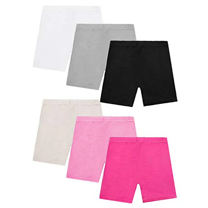 Pantalones cortos de seguridad para niños y niñas, mallas de seguridad sólidas transpirables, prendas elásticas ajustadas, 6 uds.