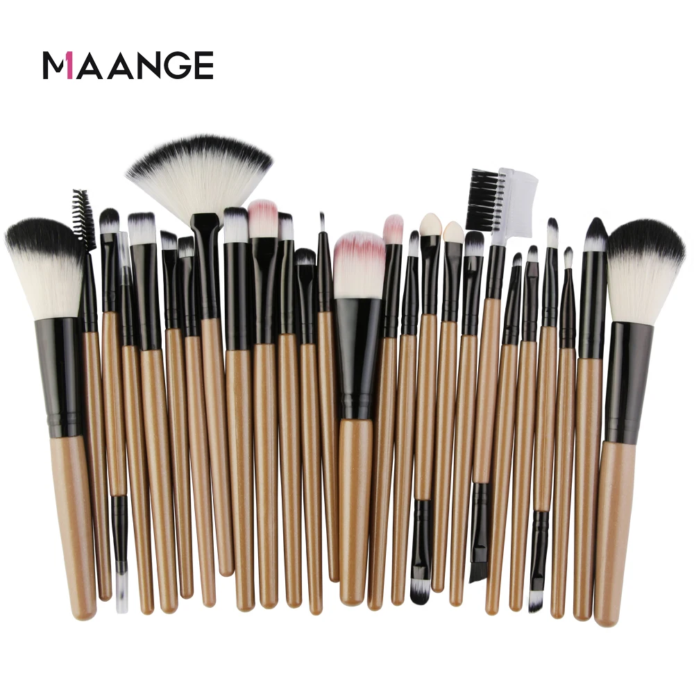 Conjunto de Escova de Maquiagem Maange Profissional Beleza Fundação Blush pó Sombra Mistura Cílios Corretivo Ventilador Compõem Kits 25 Pçs 8 Aplicador de sombra