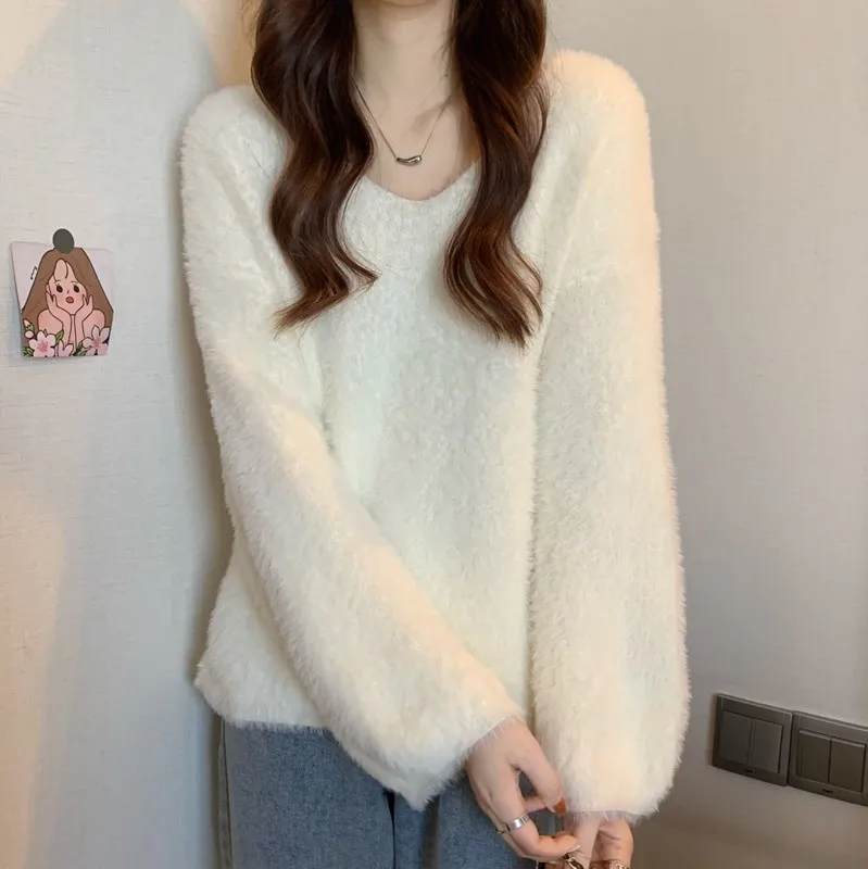 

Pullovers little 2021 new female winter gentle wind design feeling small soft waxy sweater coat