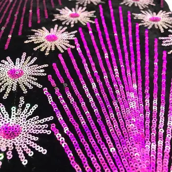 

African Velvet Lace Fabric High Quality Sequins Ghana Lace Fabric Stretch Velvet Lace For Nigerian Evening Party Dress Sew