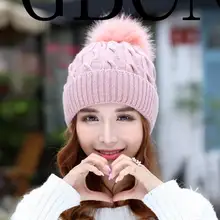 GBCNYIER зимняя шапка из кроличьего меха, женская зимняя шапка, Женская бархатная теплая осенняя и зимняя Милая вязаная шапка с ушками