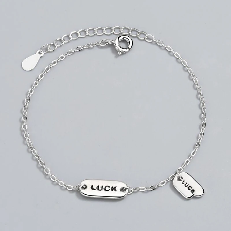 Popular 925 Sterling Silver Bracelets For Women Jewelry Simple Luck Small Square Sign Bangle Girl Engagement Accessories KOFSAC | Украшения