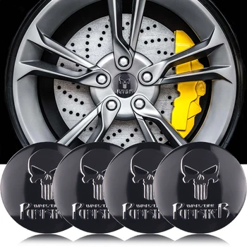 

New THE Punisher Skull Metal Skeleton Car Steering tire Wheel Center sticker Label Skull Emblem Badge Stickers Car Styling 4Pcs