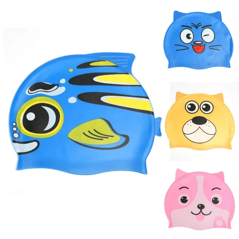 

[Multi-color Optional] Children's Silicone Swimming Cap Waterproof Ear Protection Swimming Cap Cartoon Fish-shaped Silicone Cap