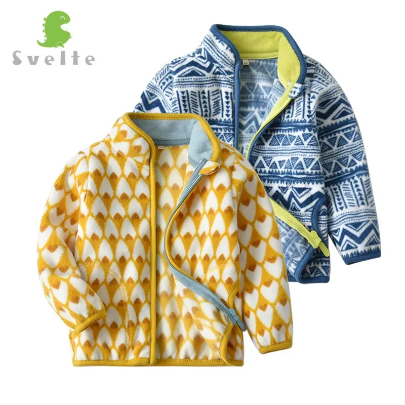 

SVELTE for 2-7 Years Cute Kid and Toddler Boy Fleece Jacket for Spring Fall Winter Clothes with Print Pattern