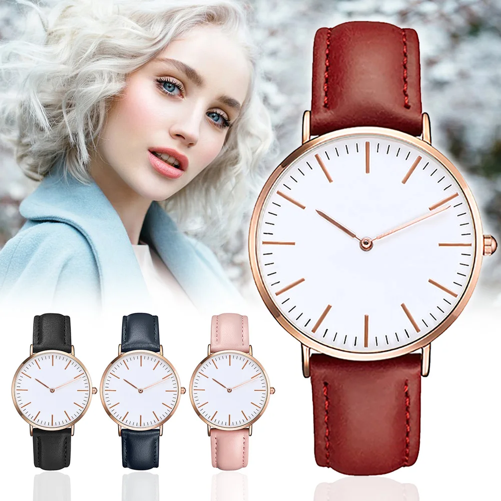 

Exquisite Precision Quartz Watch For Women Classic Alloy Dial PU Leather Wrist Band Reloj Mujer Fashion Women Watches