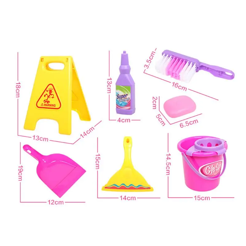 1 Set Children Pretend Play Toy Cleaning Tool Kids Role 6 Piece Broom Mop Bucket Dustpan for Baby Boys Girls Wholesale | Игрушки и хобби