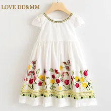 Красивые платья для девочек DD& MM; Новинка года; летняя детская одежда; милое платье с бантом и цветочной вышивкой для девочек