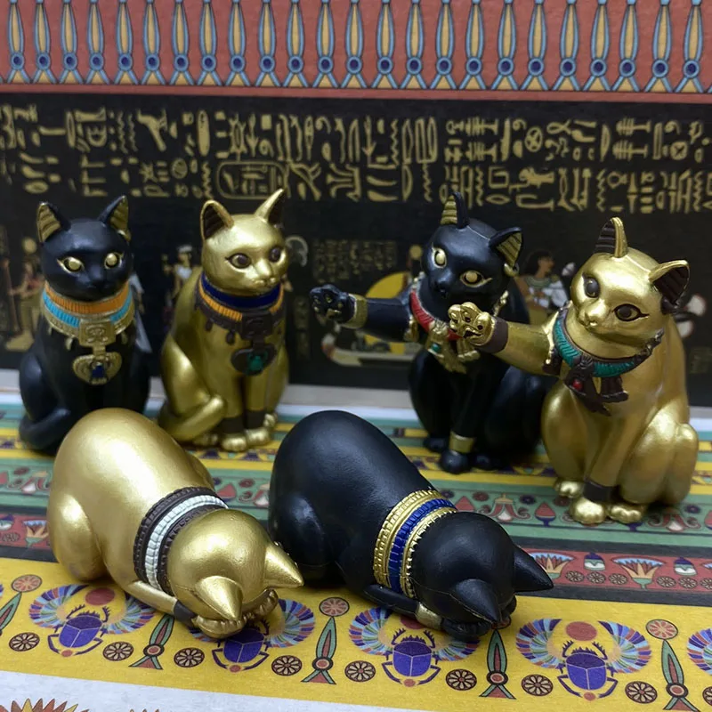 Ancient Egypt Cat God Series Gashapon Toys Black and Golden 6 Type