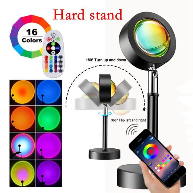 Colors RGB Sunset Projection Lamp APP tmosphere Led Night Light For Home Bedroom Background Wall Deco Photography Lamp