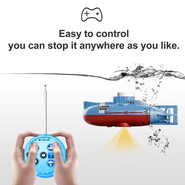 Mini RC Submarine 0.1M/s Speed Remote Control Boat Waterproof Diving Toy Simulation Model Gift for Kids Boys Girls New Year Gift 4