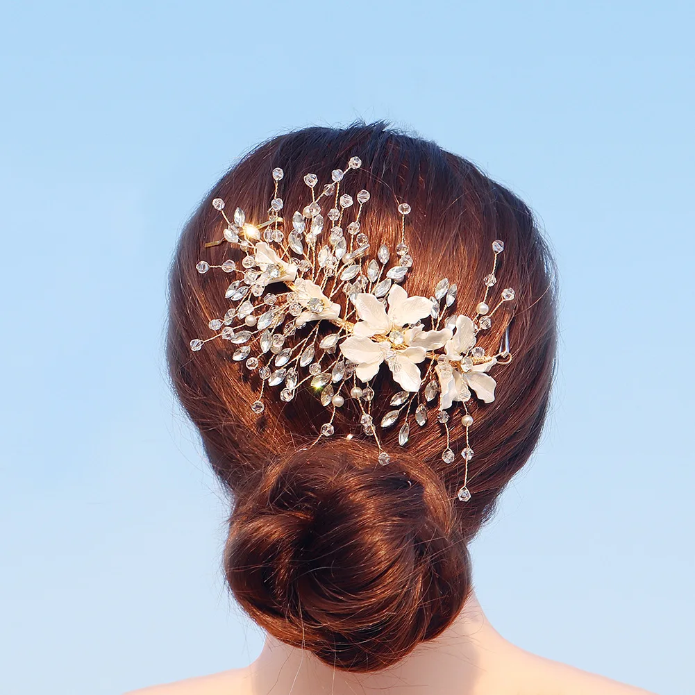 

Miallo Beautiful Model Shell Flower Wedding Accessories Handmade Pearl Crystal Hair Band High-End Customizable Wedding Dress Hea