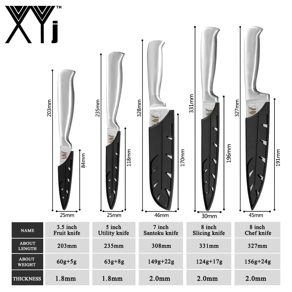 XYj набор кухонных ножей из нержавеющей стали нож для очистки овощей Santoku нарезки