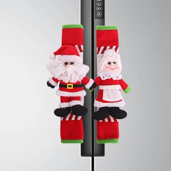 

Christmas Microwave Oven Handle Protective Covers Xmas Old Grandma Grandpa Refrigerator Door Handle Gloves Christmas Decor