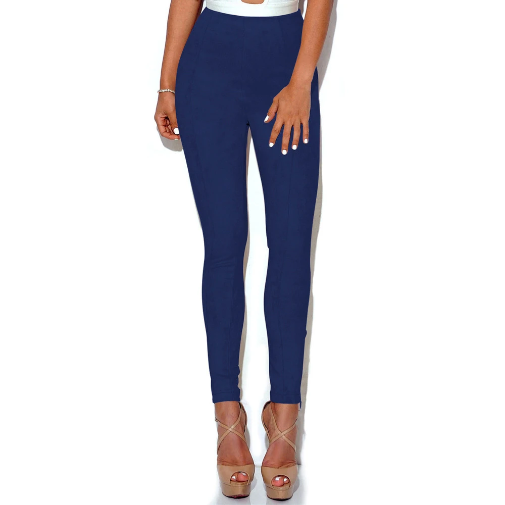 5 цветов, осень, новинка, Женские однотонные замшевые брюки, облегающие эластичные женские длинные брюки-карандаш, офисные женские брюки, B9N307K - Цвет: Blue