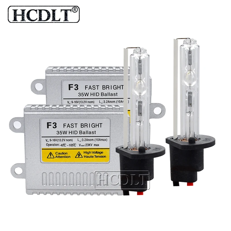 HCDLT AC 35W Fast Start Slim Ballast HID Headlight Kit Reactor Xenon H1 H3 H7 H8 H11 9005 9006 Car Bulb Lamp Kit 4300K-8000K (2)