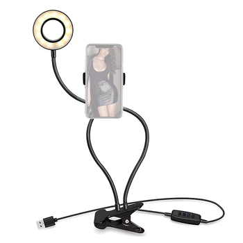 Günstige Selfie LED Ring Licht Handy Mobile Halter Für Youtube Live-Stream Make-Up Foto Studio Schreibtisch Kamera Lampe Für IPhone Android
