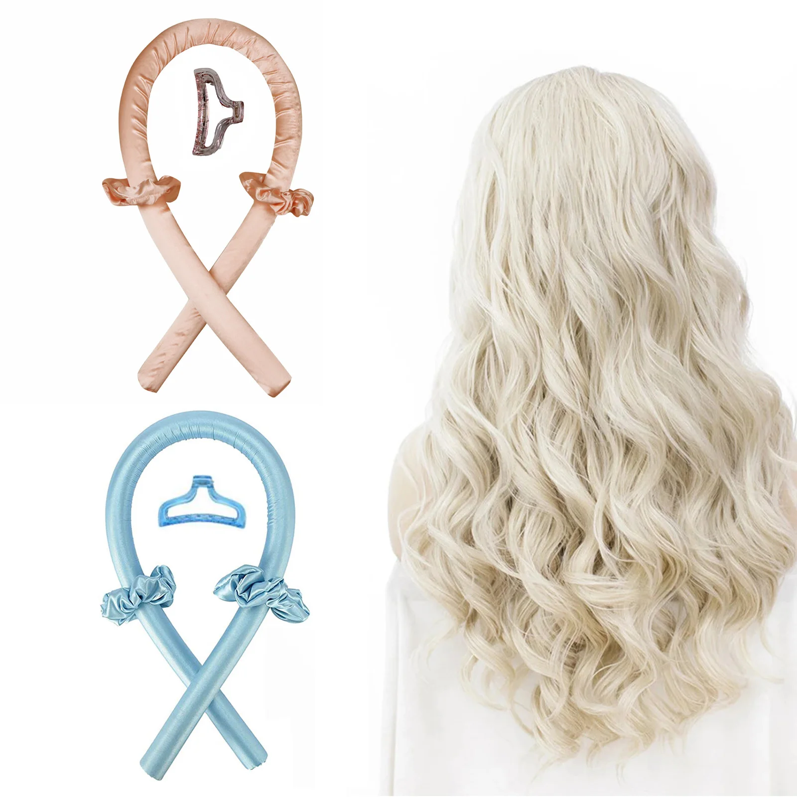 2PCS Heatless Curling Headband No Heat Hair Curlers Silk Ribbon Soft Hair Rollers Wave Formers DIY Styling Tools for Women