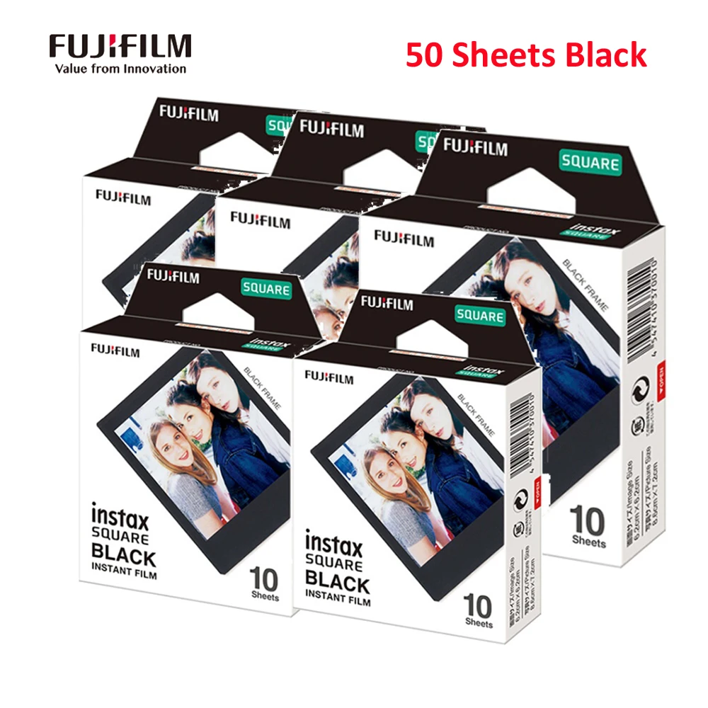 Fujifilm Instax квадратный 10 шт. мгновенная пленка фотобумага черная рамка для Fujifilm instax квадратный SQ20 SQ10 SQ6 SHARE SP-3 SQ принтер - Цвет: 50 Sheets