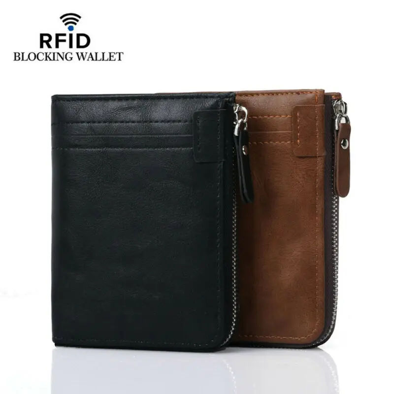 

Men Leather Wallet Credit Card Holder Bifold Zip Cash Coin Purse Clutch Billfold