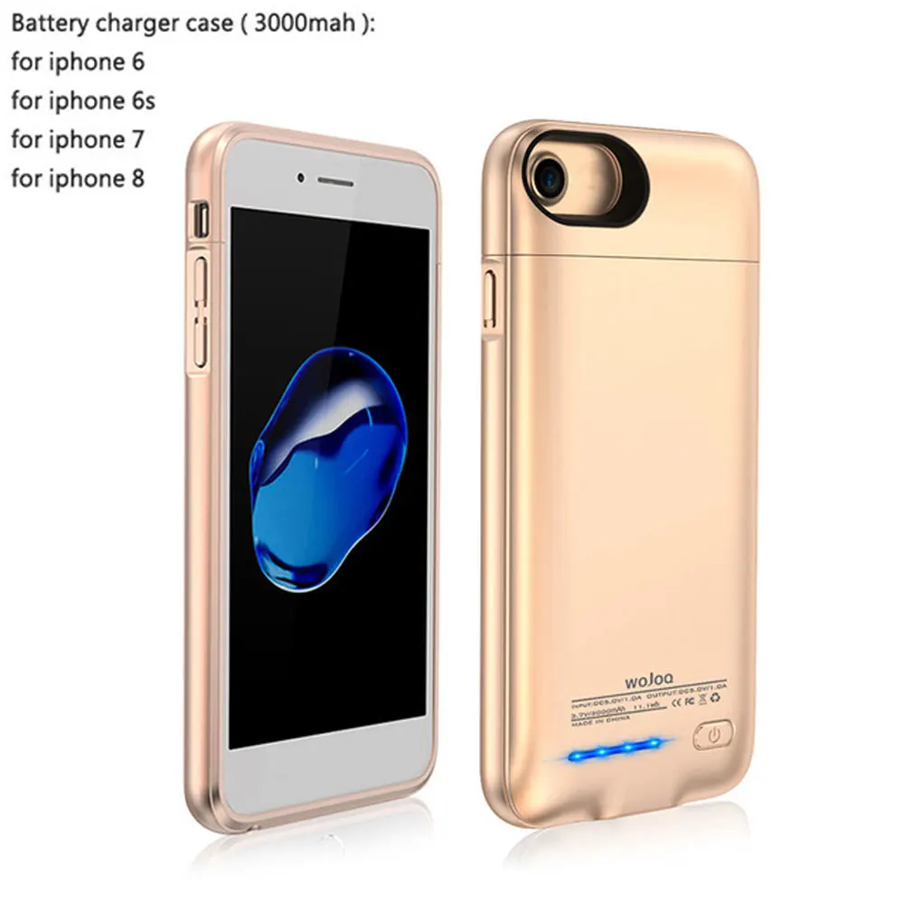 Gold for 6 6s 7 8 Чехол для зарядного устройства для iPhone 6, 6s, 7, 8 Plus, внешний аккумулятор, чехол, ультра тонкий внешний аккумулятор, чехол для зарядки iP6, 3000/4200 мА/ч - Цвет: Gold for 6 6s 7 8