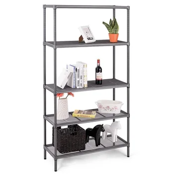 

59" Height Adjustable Storage Rack 4-Layer Heavy Duty Steel Mesh Shelf Organizer Non-folding Rack HW59423
