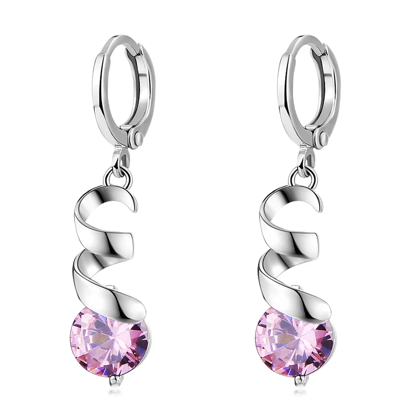 

CARSINEL 4 Color Silver color Round Zircon Hoop Earrings For Women Beautiful design Wholesales earrings for Christmas gifts