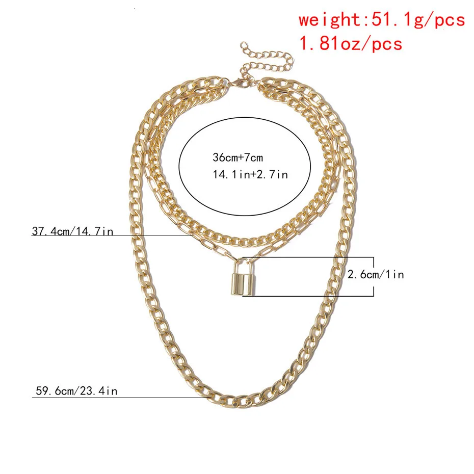 Панк кубинская большая массивная цепочка, ожерелье, многослойный замок, подвеска, колье, ожерелье, стимпанк, пара ювелирных изделий